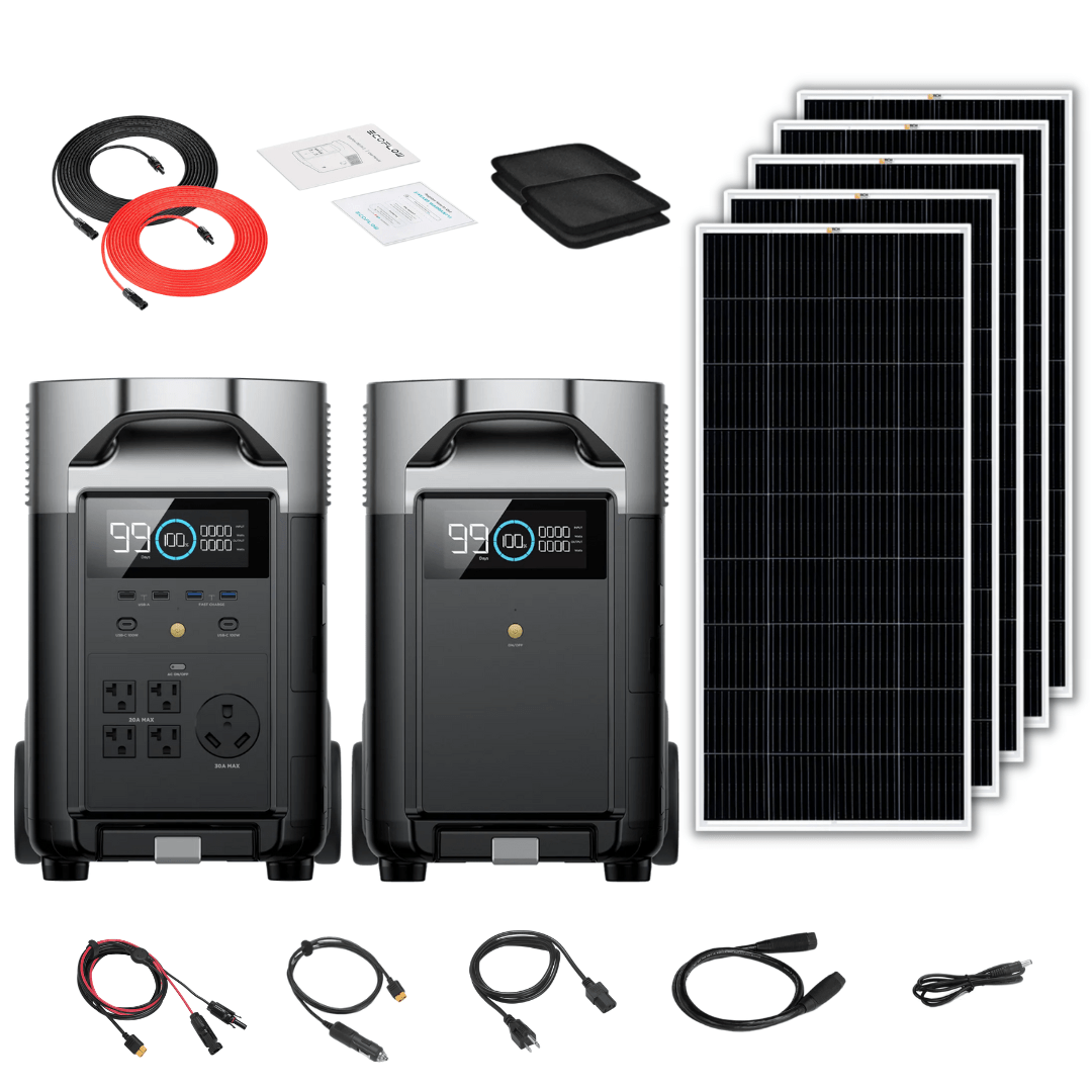 EcoFlow DELTA Pro Solar Kit, 7,200Wh, 3,600W, Extra Battery and 200W Rigid Panels