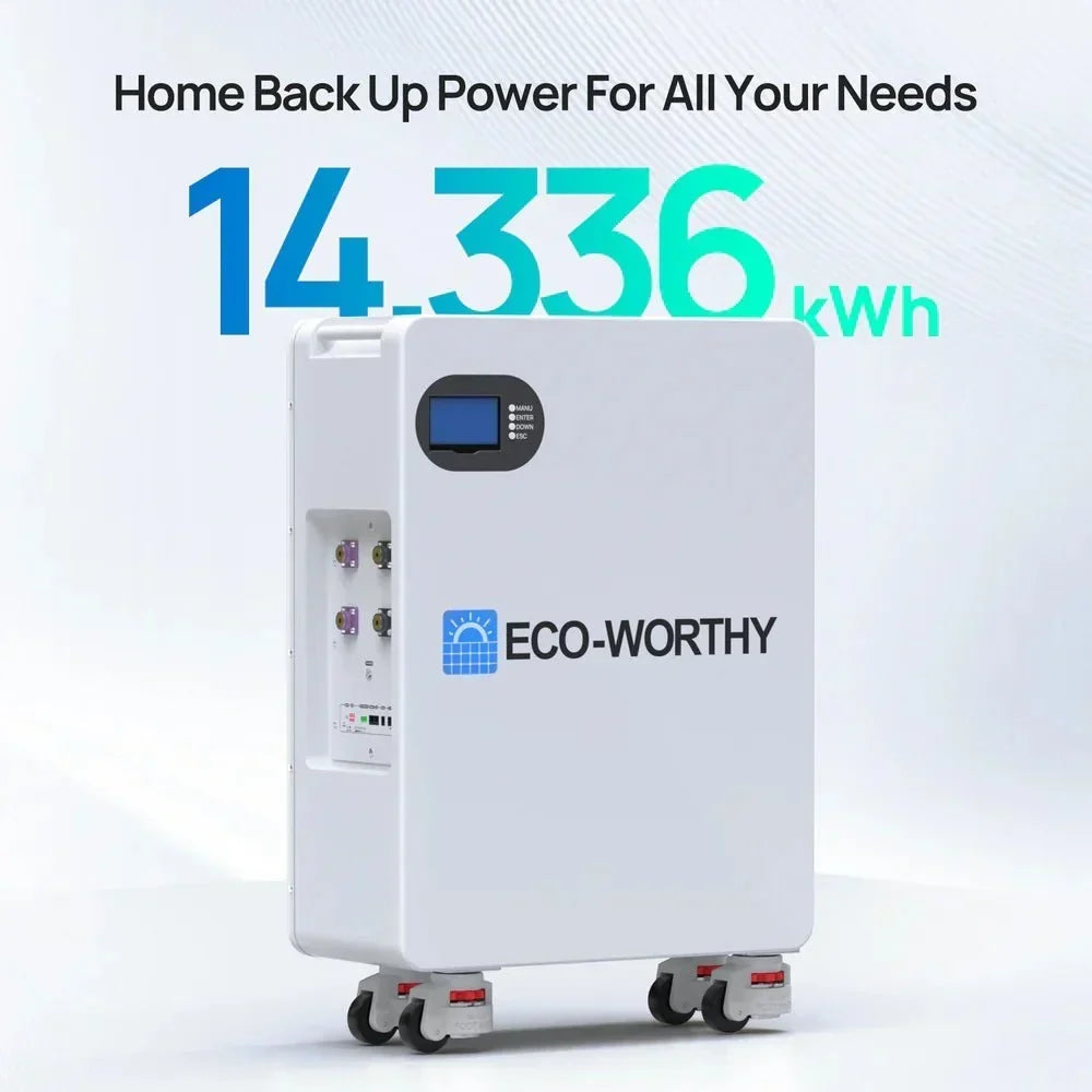 ECO-WORTHY Floor-Standing LiFePO4 Battery, 51.2V, 280Ah, with Wheels - Image 2