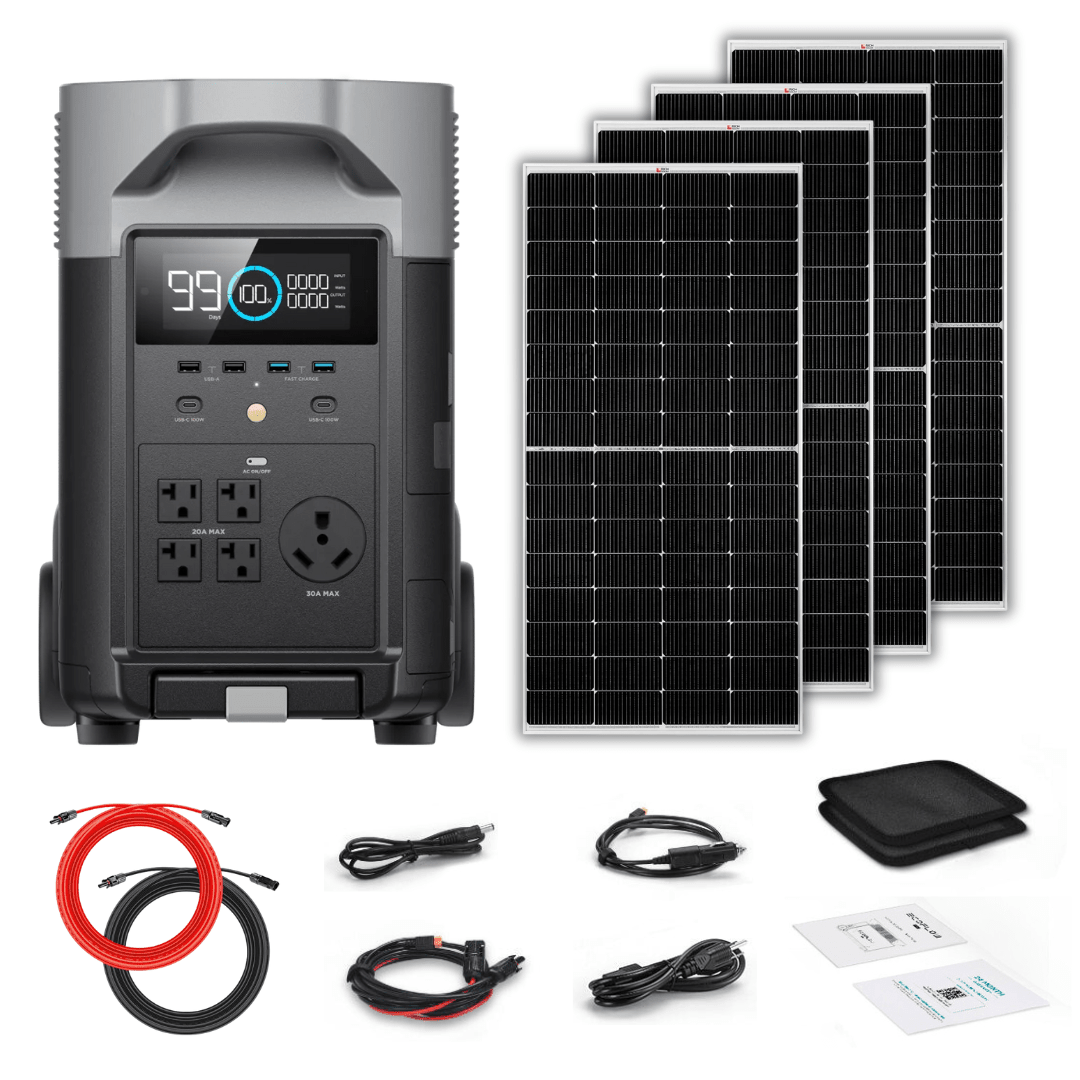 EcoFlow DELTA Pro Solar Kit, 3,600Wh, 3,600W, with 250W Rigid Panels